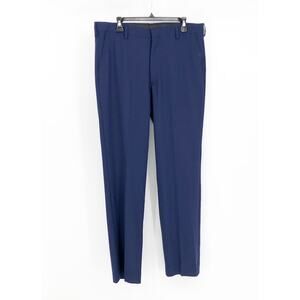 Berle Mens Dress Pants 36x33 Navy Blue Flat Front Career Formal NWOT